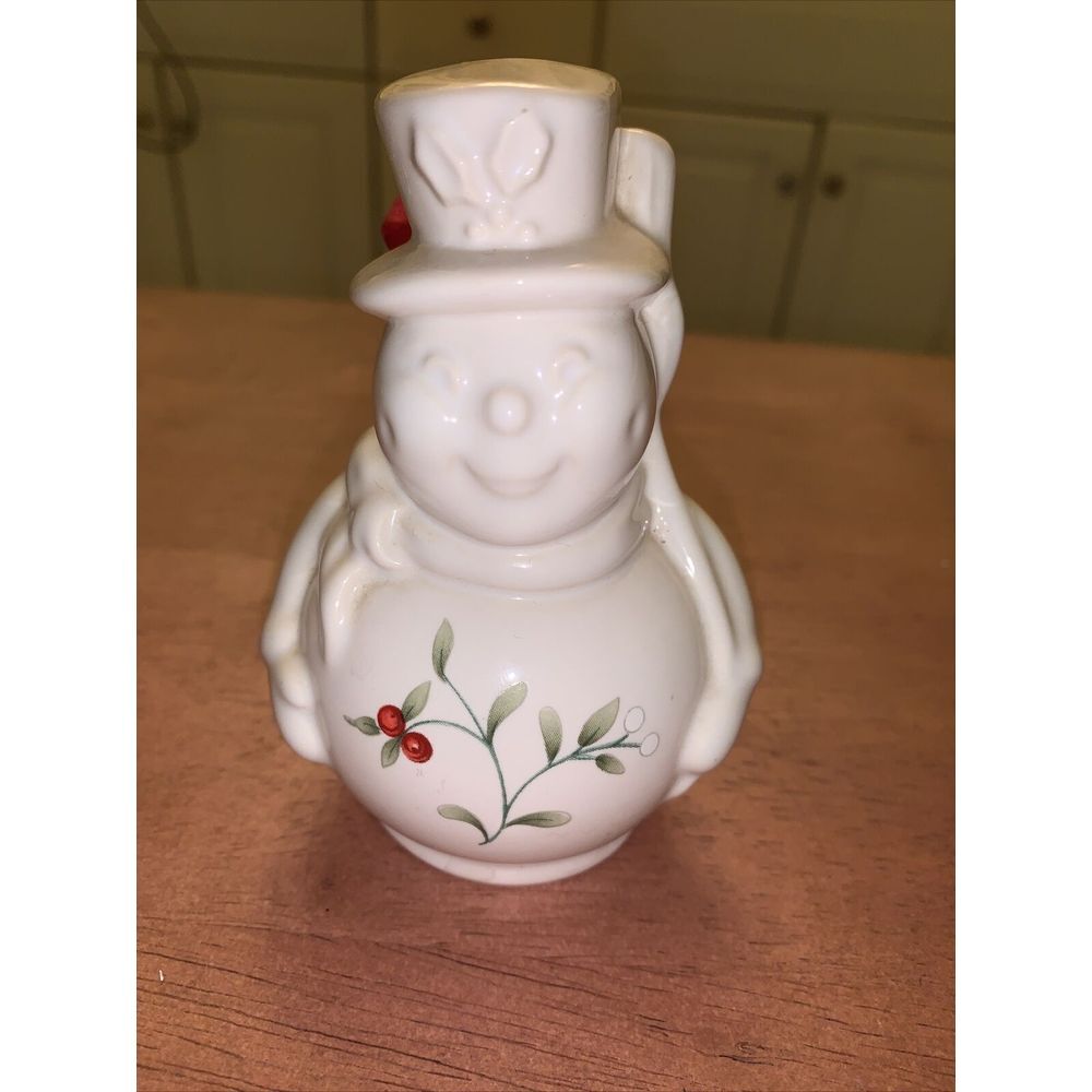 Vintage 1995 Pfaltzgraff Holly Joy Snowman Bell 5" Christmas Ornament
